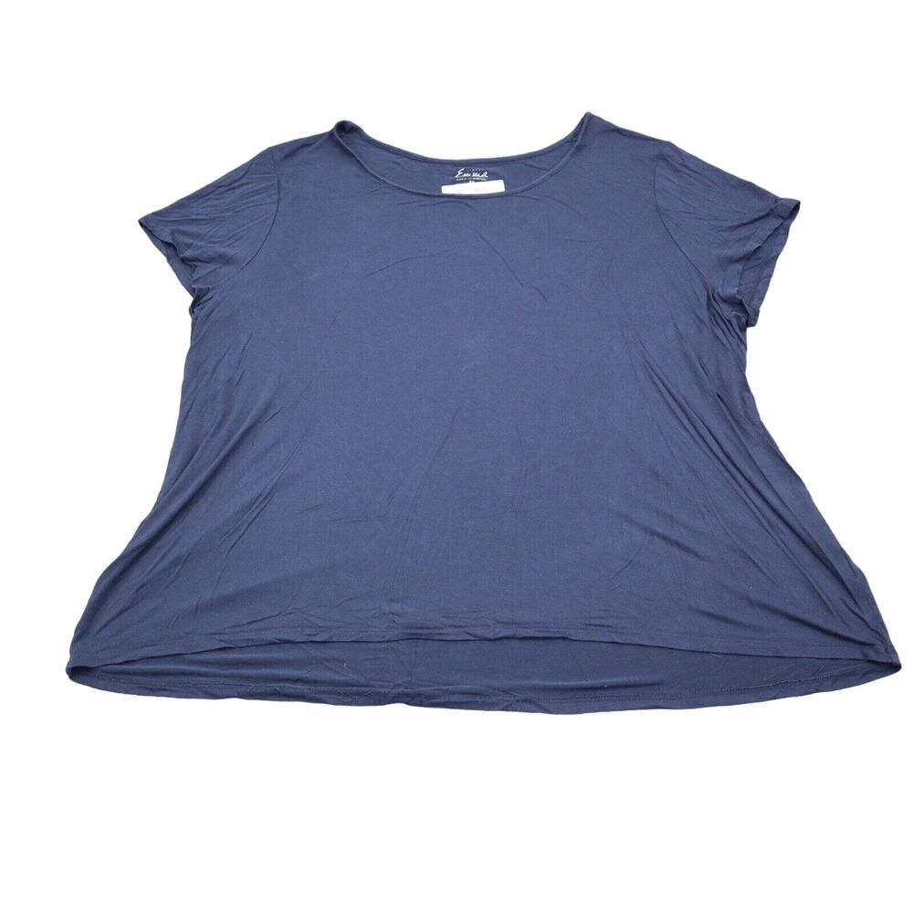 Emma Shirt Womens 3X Blue Cap Sleeve Crew Neck Pullover Casual T Shirt